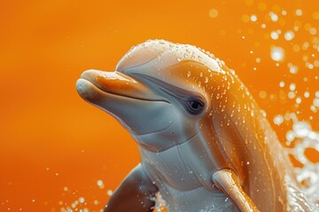 Minimalist Dolphin Graphic with Orange Background