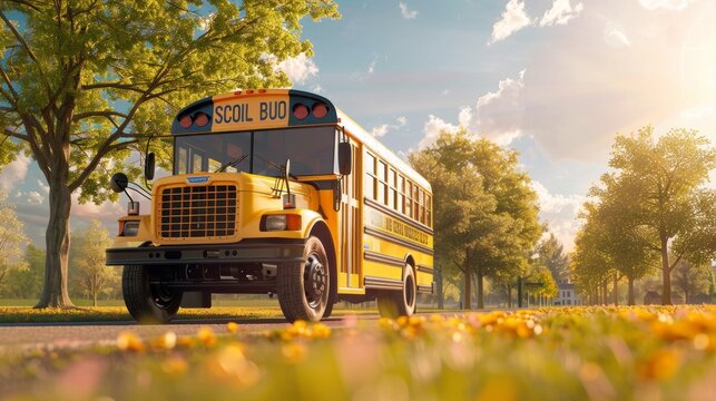 Yellow School Bus on a Sunny Day.