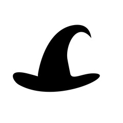 Black silhouette of halloween witch hat. Vector illustration