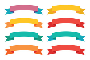 Collection of Colorful Curved Ribbons with Pointed Tails