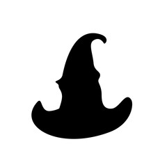 Black silhouette of halloween witch hat. Vector illustration