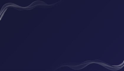Minimalist background design with dark blue gradient. Decorated with translucent flying streams of smoke or steam