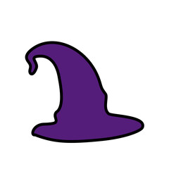 Purple silhouette of halloween witch hat. Vector illustration