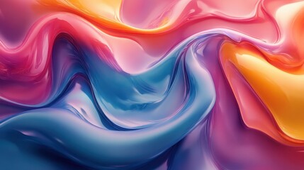 Obraz premium Abstract fluid shapes in vibrant colors, organic shapes, dynamic and flowing