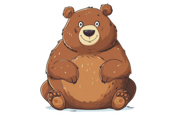 Fototapeta premium A cute and cartoonish bear character, featuring a friendly expression and a round belly, perfect for children's illustrations. Isolated on transparent background.