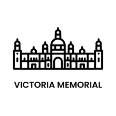 Victoria Memorial, kolkata, India. Minimalist line art icon, a historical landmark for web, mobile apps and UI.