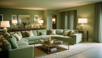 Fototapeta premium A modern home interior has elegant decoration and lighting