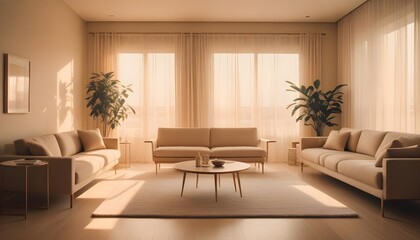 A modern home interior has elegant decoration and lighting