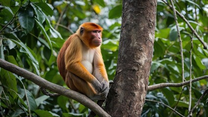 a monkey sitting on a tree