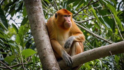 Naklejka premium a monkey sitting on a tree