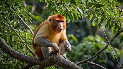 a monkey sitting on a tree