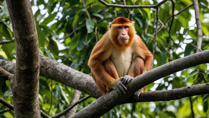 a monkey sitting on a tree