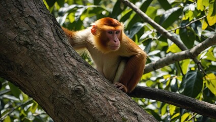 Fototapeta premium a monkey sitting on a tree