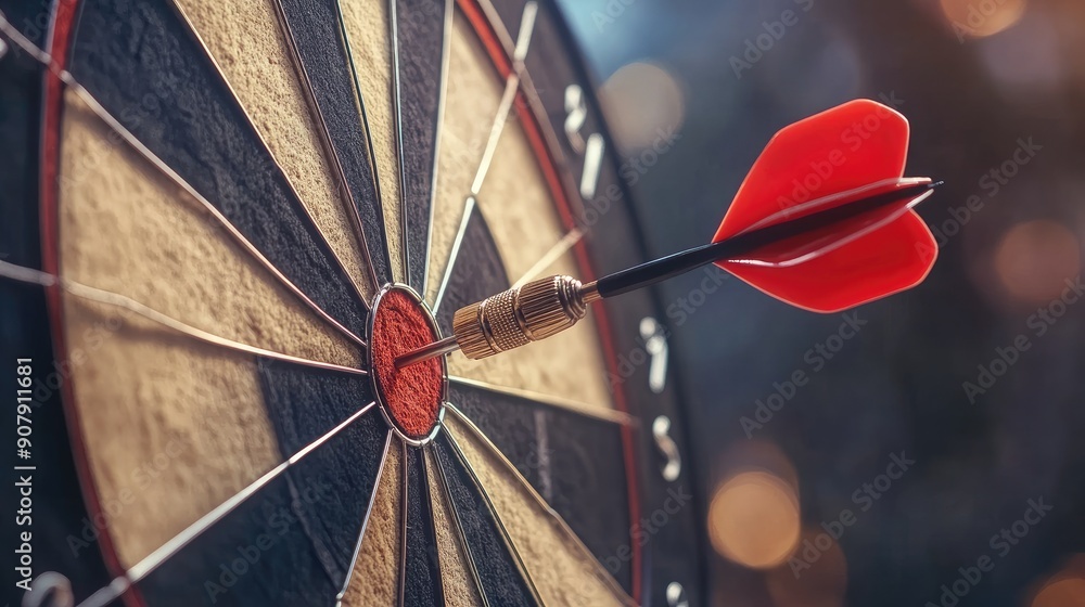 Poster dart stuck on target with stock market background