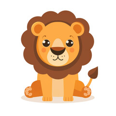 Fototapeta premium Cute cartoon lion illustration, perfect for kids' designs, educational materials, or animal-themed projects. Isolated on transparent background.