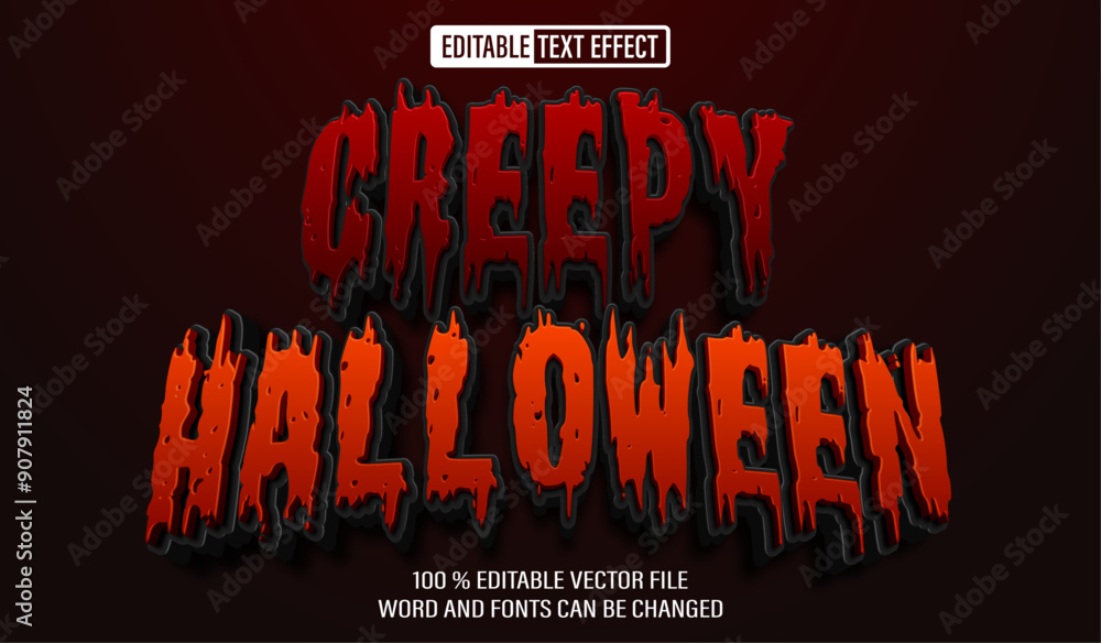 Aufkleber editable 3d text style effect - creepy halloween text effect template