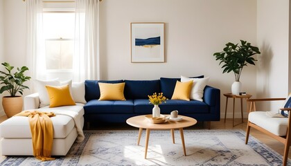 A minimalist style is evident in the home interior design of the modern living room