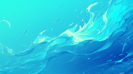 dynamic digital painting of abstract wave patterns in vibrant blue tones with flowing motion and high contrast on a bright background