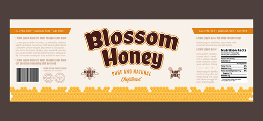 Honey label, honey packaging design template