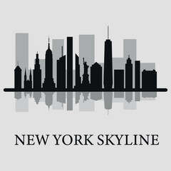 Fototapeta premium New York. The city skyline. Silhouettes of buildings. Vector on a gray background 