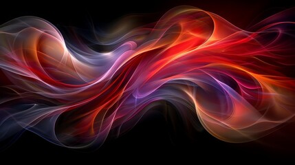 Naklejka premium fantastic abstract flow, smoke, wave, fluid flow background, rainbow colors on dark background 