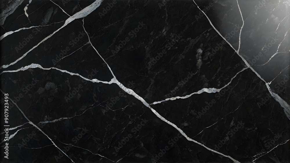 Wall mural polished black granite with a reflective surface