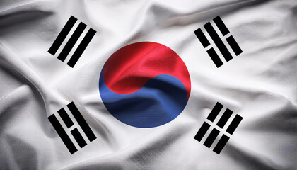 South Korean flag background with flag fluttering texture