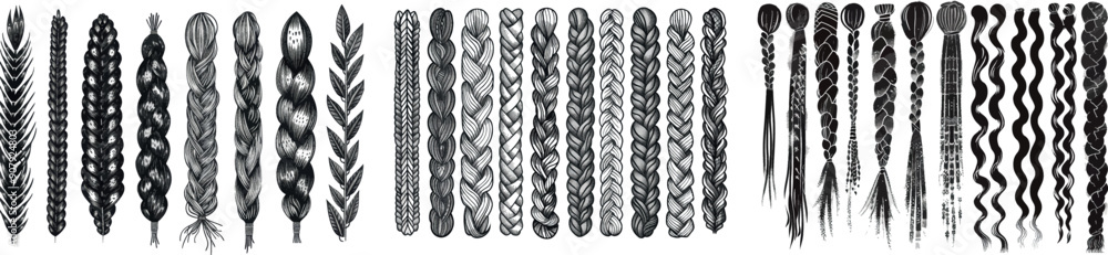 Poster brushes with braided lines. knitted seamless pattern with braided frames. design ideas using rope or