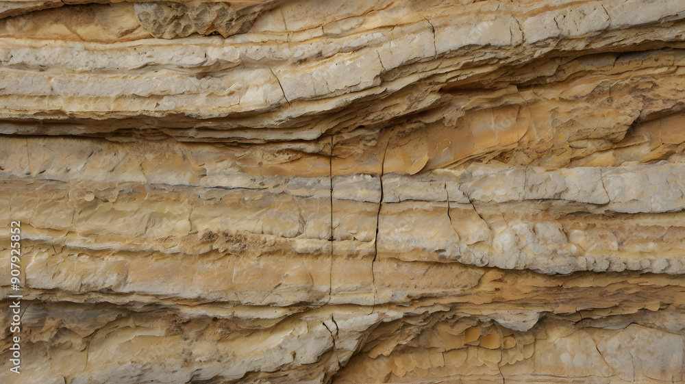 Poster buff limestone with a coarse texture and visible sedimentary layers