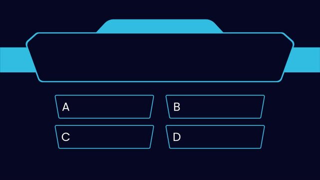 Quiz Neon Line Animation with option selection in blue background