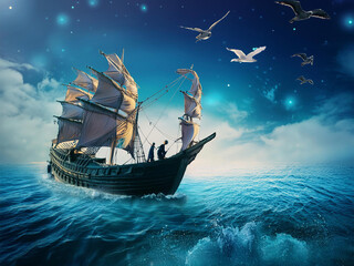 Obraz premium ship in the sea