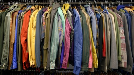 Colorful Clothes Hanging on a Rack.