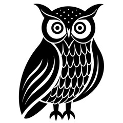 Owl Isolated Bird Flat Vector Illustration - Cartoon, Clipart, Line Art Design