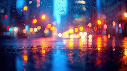 city blurring lights abstract circular bokeh on a blue background