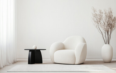 Scandinavian minimalist room interiors with minimal furniture or ornaments.
