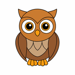 Owl Isolated Bird Flat Vector Illustration - Cartoon, Clipart, Line Art Design