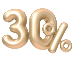 30 Percent Number Champagne color 3d Render