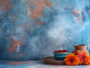 Medium shot of a colorful makarsankranti poster, themed background, bright tonality. 