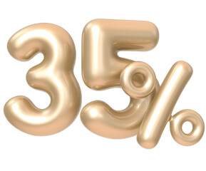 35 Percent Number Champagne color 3d Render