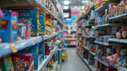 Toy aisle in a supermarket.