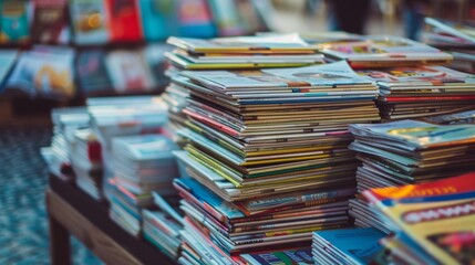 Stack of Colorful Magazines.