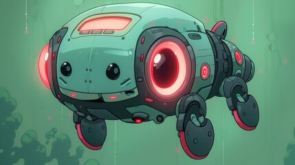 A Futuristic Robot with Red Glowing Eyes