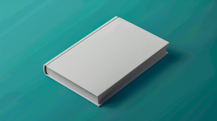 White book cover with blue and green geometric design elements, in flat vector style.