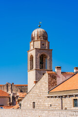 Fototapeta premium The Dubrovnik Bell Tower on Luza Square in the historic Old City of Dubrovnik, Croatia