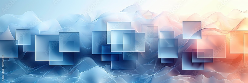Poster vibrant gradients showcase equidistant rectangles surrounding central blue rectangle in abstract des