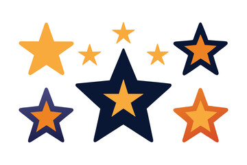 Obraz premium Seven Yellow Stars with Blue and Orange Outlines