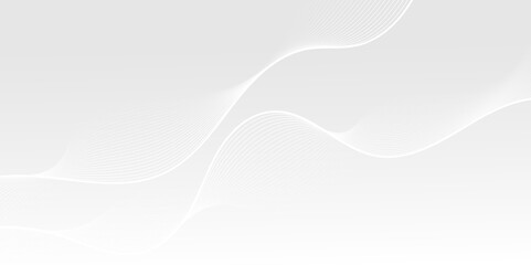 Abstract white wave dynamic curve lines on gray background. Energy technology concept modern backdrop design for business, presentation, banner.