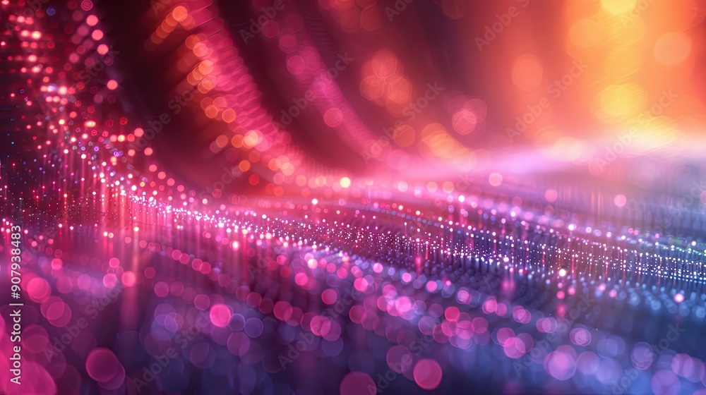 Poster Visualizing Light in Horizontal Columns Against a Pastel Background at Dusk