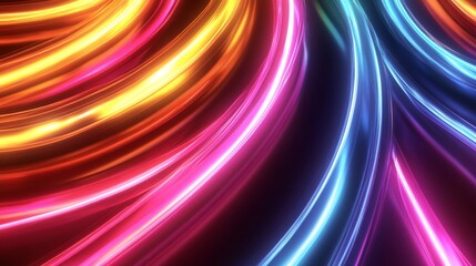 A mesmerizing abstract background featuring vibrant neon light swirls in a dynamic pattern.  The colors suggest energy, movement, and a sense of futuristic design.