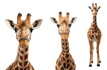 Naklejka premium Set of giraffes. Isolated on a transparent background. 